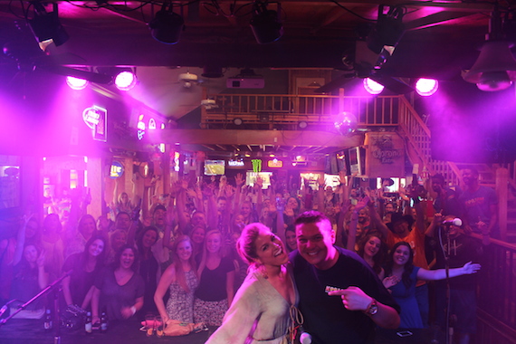 Pictured (L-R): Cassadee Pope poses with WHKO Dayton Morning Shows Frye Guy with and some invincible fans at W.O. Wrights Grill & Pub. Photo: WHKO