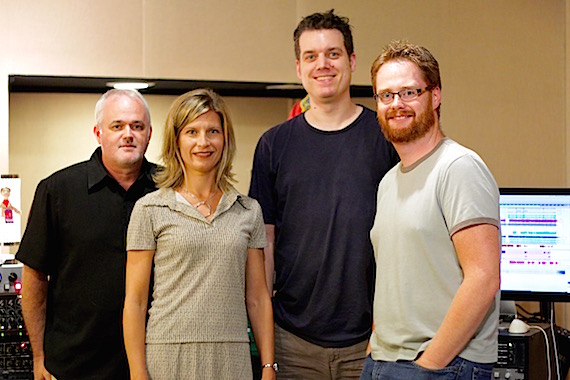 Pictured (L-R): Dan Hodges(Owner, DHM), Susan Hodges (VP Administration, DHM Administration), Jamie Tate (Owner, Rukkus Room) and Adam Wood (Songwriter, Rukkus Room)