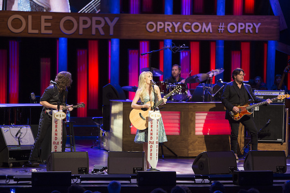 Carrie Underwood performs "Smoke Break" at the Grand Ole Opry. Photo: Chris Hollo.