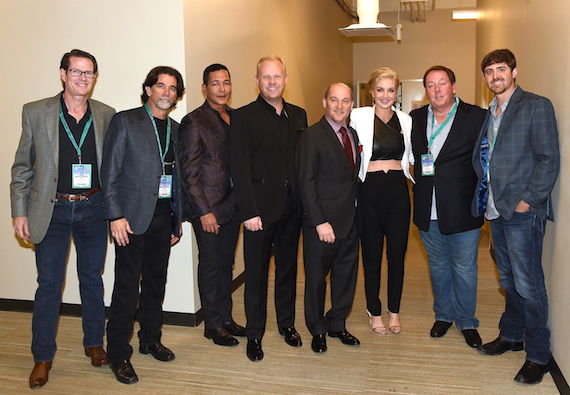 Pictured (L-R): APA Agency's Cass Scripps, Steve Lassiter and Frank Wing, Jamie Dailey and Darrin Vincent of Dailey & Vincent, Maggie Rose and APA's Jim Gosnell and Chris Looney. 