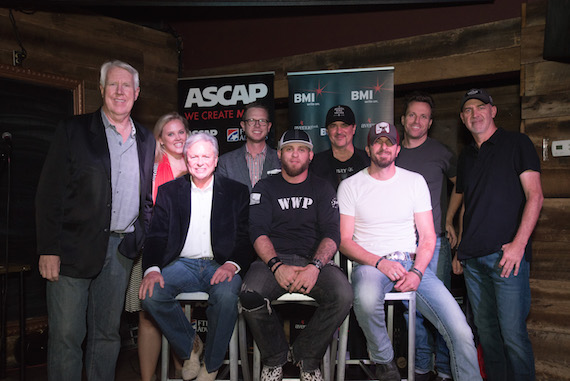 The Valory Music Co. Promotions Team with the writers. Back Row: L-R: George Briner / Ellen Mundy / Bradford Hollingsworth / BMLGs Scott Borchetta / Hard 8s Rich Egan, Brad Howell / Front Row: Mike Dekle, Brantley Gilbert, Brian Davis.