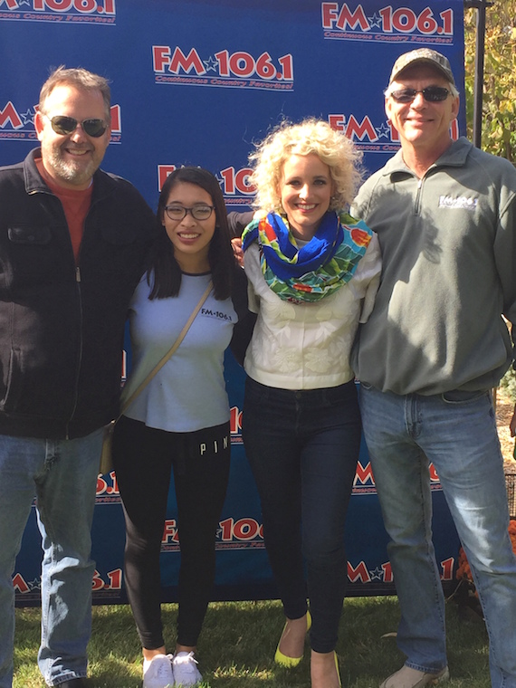 Pictured (L-R):  Arista Nashvilles Andy Elliott, Macey Wolfe (daughter of Kerry), Cam, and WMIL PD Kerry Wolfe. 