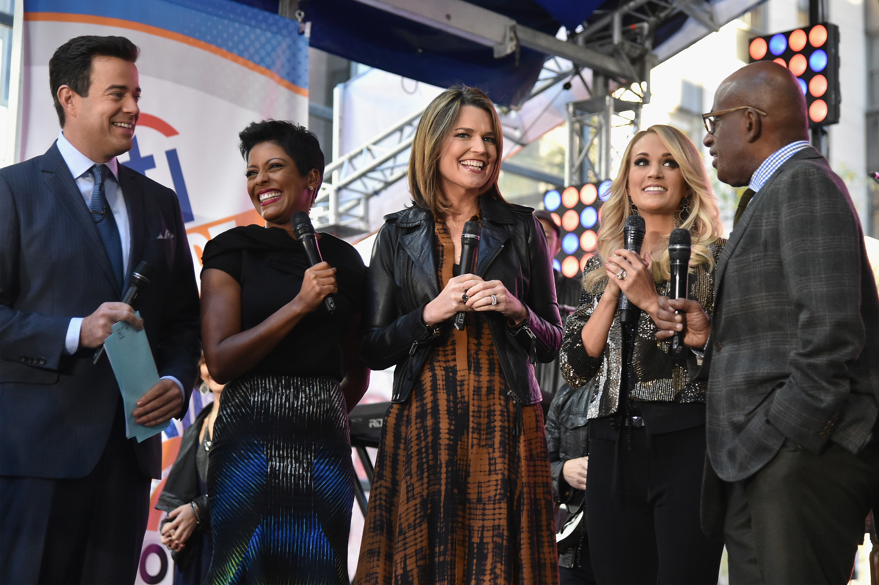 Pictured (L-R): Todays Carson Daly, Tamron Hall, and Savannah Guthrie; Carrie Underwood; and Todays Al Roker. Photo: Mike Coppola/Getty Images for Citi. 