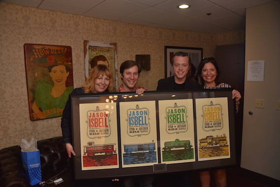 Pictured (L-R): Traci Thomas/Thirty Tigers; Brian Penix/NS2; Jason Isbell and Sally Williams/Ryman. Photo: Steve Lowry/Ryman Archives