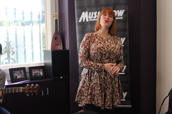 Leigh Nash performs for MusicRow staffers.