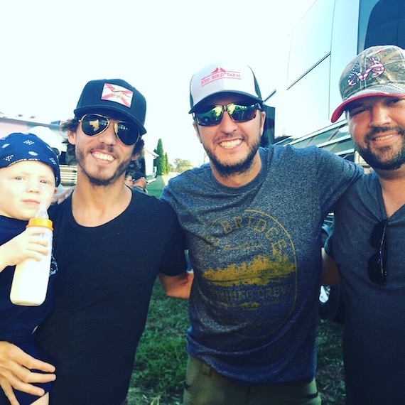 Pictured (L-R): Chris' son, Jesse, Chris Janson, Luke Bryan, and Dallas Davidson.