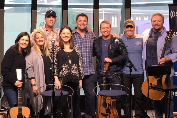 Pictured (L-R): Lori McKenna, Liz Rose, Brice Long, Hillary Lindsey, Storme Warren, Shane McAnally, Casey Beathard, Josh Osborne. Photo: SiriusXM