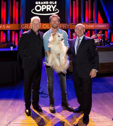 Dierks Bentley, Dailey & Vincent, and Bentley's dog Jake.