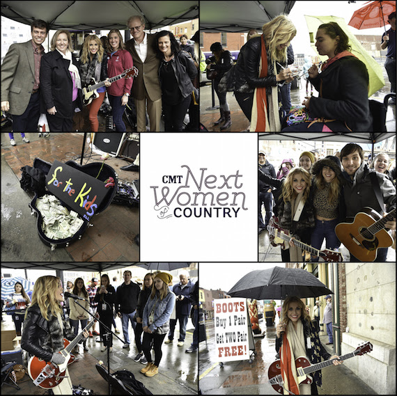 (From Clockwise Top Left -- PHOTO 1: Mark Price, Linde Pflaum of Monroe Carell Jr. Childrens Hospital at Vanderbilt; Lindsay Ell; Kelsey-Lane Benner and Stuart Dill of Childrens Hospital; CMTs Leslie Fram. PHOTO 2: Lindsay Ell signs autographs for fans. PHOTO 3: Lindsay Ell, Lucie Silvas, Charlie Worsham pose with fans. PHOTO 4: Lindsay Ell takes an umbrella break. PHOTO 5: Lindsay Ell performs for fans. PHOTO 6: All donations benefitted the Monroe Carell Jr. Childrens Hospital at Vanderbilt)