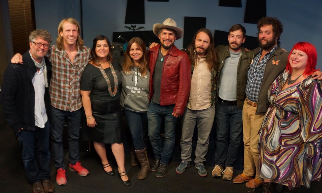 Pictured (L-R): Jed Hilly, Exec. Dir. of Americana Music Association; Bowman Townsend and Trisha Gene Brady, The Black Lillies; Ana Lee, Lightning 100; Cruz Contreras, Jonathan Keeney,Mike SealandSam Quinn, The Black Lillies; Chyna R. Brackeen, President of Attack Monkey Productions. Photo: Shore Fire Media 