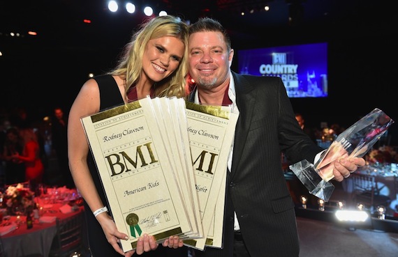 Pictured (L-R): Nicolle Galyon and Rodney Clawson at the BMI Country Awards. Photo: BMI.com