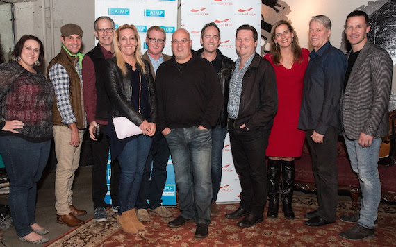 Pictured (L-R): Kari Barnhart, 5/3 Bank; Michael Martin, ASCAP;  Craig Currier, peermusic; Ree Guyer Buchanan, AIMP Secretary/Wrensong; John Ozier, ole; Marc Driskill, AIMP Exec. Director/Sea Gayle; Emerson Hart; John Allen, New West Records; Linda Bloss-Baum, SoundExchange; Randy Wachtler, Warner/Chappell Production Music; Brad Peterson, 5/3 Bank. Photo: Laura Roberts