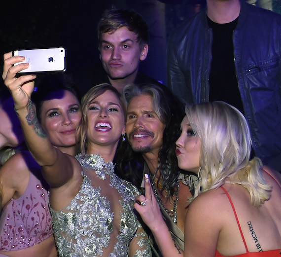 Pictured (L-R): Jennifer Nettles, Levi Hummon, Cassadee Pope, Steven Tyler and RaeLynn.