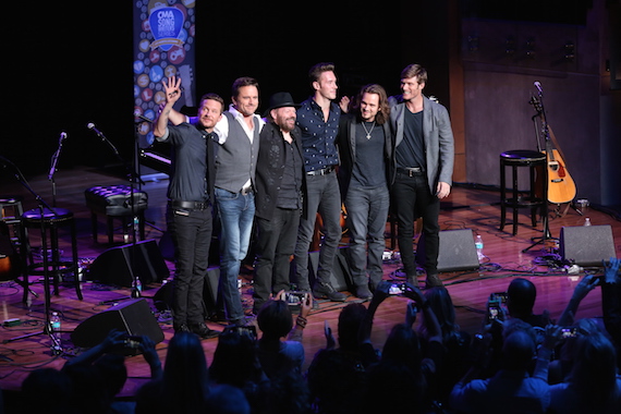 Pictured (L-R): Will Chase, Charles Esten, Colin Linden, Sam Palladio, Jonathan Jackson, and Chris Carmack. Photo: Natasha Moustache / CMA