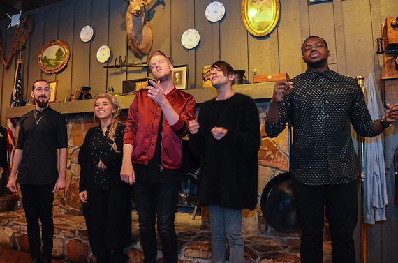 Pentatonix sing at Cracker Barrel. Photo: Monarch Publicity.