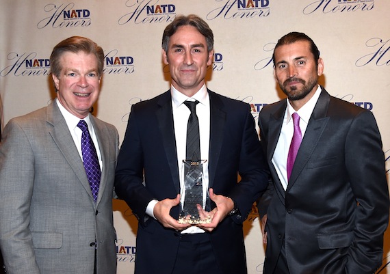 Pictured (L-R): Steve Tolman, NATD President, Mike Wolfe; Shaun Silva, Tacklebox Films. Photo by Rick Diamond/Getty Images for NATD