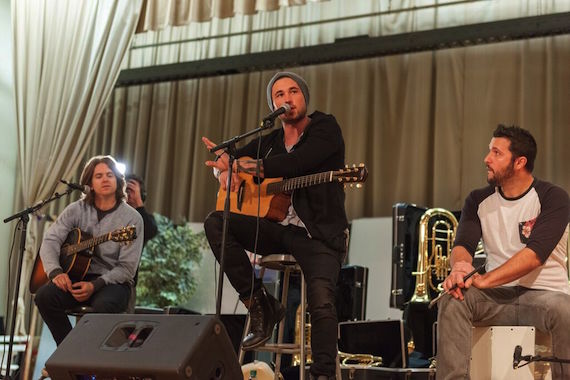 Michael Ray performs for students at Hunters Lane High School in Nashville.