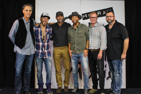 Pictured (L-R): David Ross, President/CEO, Reviver Records; Chris Lucas, LOCASH; Tim McGraw; Preston Brust, LOCASH; John Ozier, GM Creative, ole; Randall Foster, Sr. Director Creative Licensing, ole  