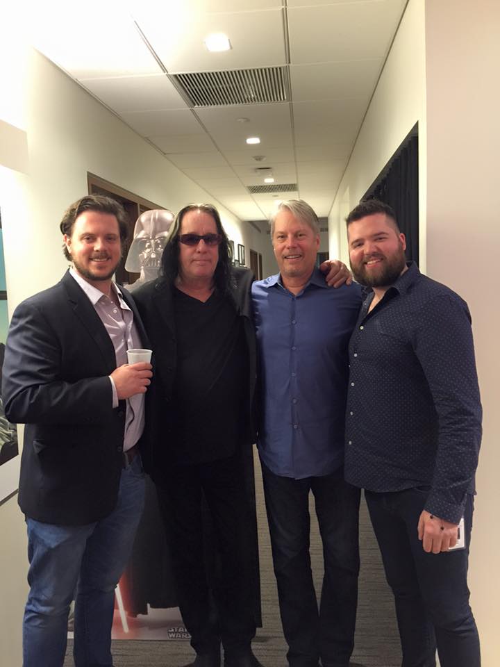 Pictured (L-R): Ben Short, Marketing Coordinator, Warner/Chappell Production Music; Todd Rundgren; Randy Wachtler, President & CEO, Warner/Chappell Production Music; David MacMahon Mount, VP, Business Development, Warner/Chappell Production Music.