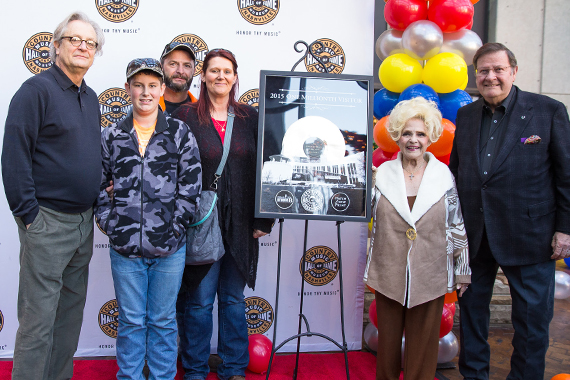 Pictured (L-R): CMHoF CEO, Kyle Young; one millionth winners Hunter, Andy and Laticia Davis; CMHoF Member, Brenda Lee; museum board chairman, Steve Turner. Photo: CK Photo 