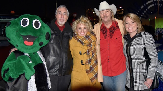 Pictured (L-R): WIVK the Frog; Bob Raleigh, PD, WIVK; Cam; PM drive host Gunner, PM Drive Host, WIVK; Alison, morning show co-host, WIVK. 