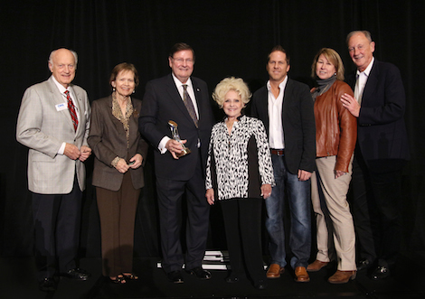 Pictured L-R: Bill Denny, lifetime CMA Board member; Judy Turner; Steve Turner; Country Music Hall of Fame member Brenda Lee; Jon Loba, CMA Awards and Recognition Committee Chairman and Executive Vice President, BBR Music Group; Sarah Trahern, CMA Chief Executive Officer; Frank Bumstead, CMA Board Chairman and Chairman, Flood, Bumstead, McCready & McCarthy, Inc. Photo Credit: Christian Bottorff/CMA