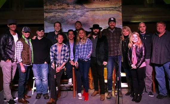 Pictured (L-R): Brett Young, ASCAP's Michael Martin, Jon Nite, Matt Jenkins, Rick Brantley, JT Harding, Josh Osborne, Jessi Alexander, CJ Solar, Corey Crowder, City National Bank's Diane Pearson and Mandy Gallagher, and ASCAP's Robert Filhart and Mike Sistad