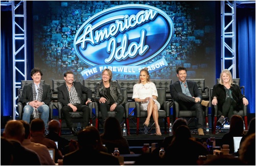 Pictured (L-R): Scott Borchetta, Ryan Seacrest, Keith Urban, Jennifer Lopez, Harry Connick Jr., Trish Kinane.