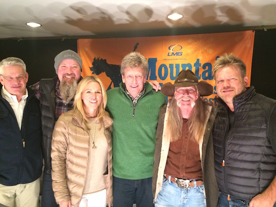 Pictured (L-R): Texas Roadhouses Travis Doster, BMI songwriter Kendell Marvel, BMIs Leslie Roberts, Texas Roadhouses Kent Taylor and BMI songwriters Dean Dillon and Wendell Mobley. Photo: Mark Mason