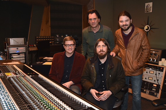 Pictured (L-R): Bassist J.T. Cure, supporter Peter Cooper, Producer Dave Cobb, Artist/Songwriter Brent Cobb. Photo: Rick Diamond/Getty Images