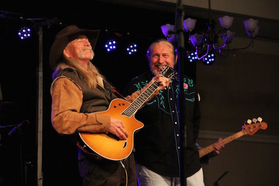 BMI songwriters Dean Dillon and The Marshall Tucker Bands Doug Gray sing together during the Mountain High Music Festival. Photo: Cole Claassen.