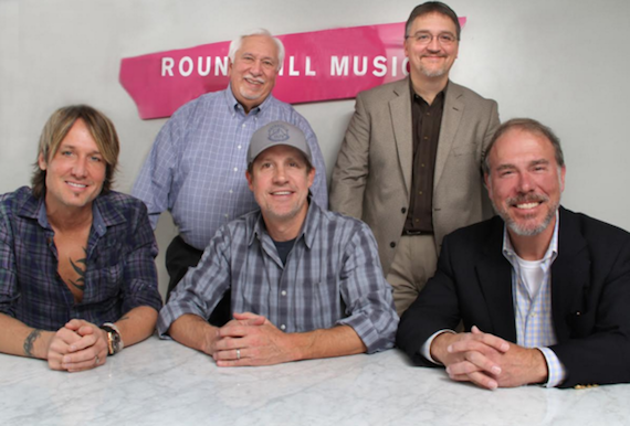 Seated (L-R): Keith Urban, Baby Needs New Shoes, LLC; Joe Fisher, Baby Needs New Shoes; Mark Brown, VP & GM, Nashville, Round Hill Music. Standing: Mike Milom, attorney, Baby Needs New Shoes; Matthew Beckett, attorney, Round Hill Music 