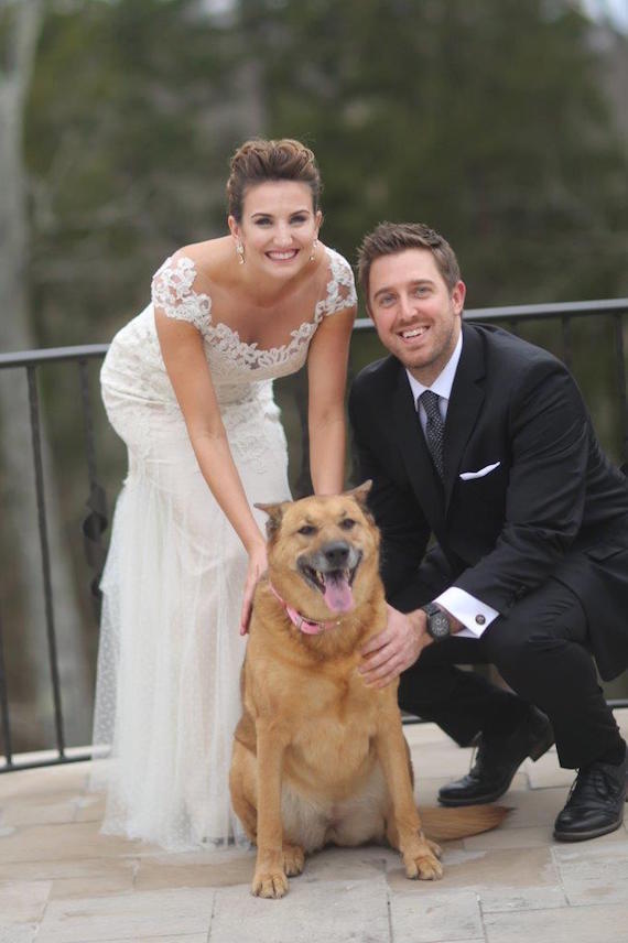 Joel Borski, Amanda Craig, and their dog Ninja.