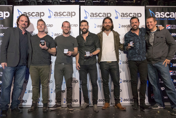 Pictured (L-R): MusicRow's Sherod Robertson, Trevor Rosen, Matthew Ramsey, Brad Tursi and MusicRow's Troy Stephenson. Photo: Ed Rode for ASCAP