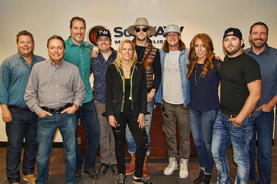 Pictured (L-R): Bradley Collins, BMI; Jody Williams, BMI; Tom Luteran, Sony/ATV; James; McNair, Leslie Roberts, BMI; Brian Kelley and Tyler Hubbard, Tree Vibez; Hannah Williams, Sony/ATV; Schmidt; Josh Van Valkenburg, Sony/ATV.