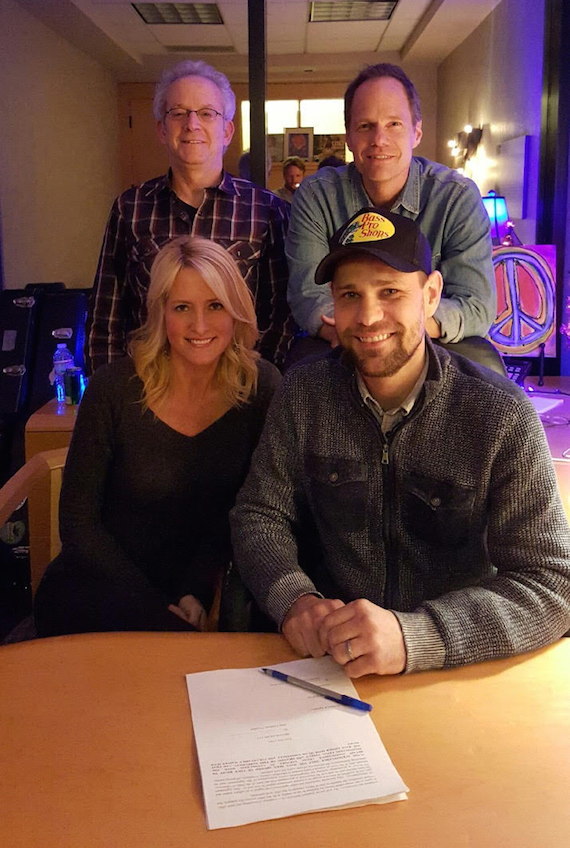 Pictured, Back row (L-R): David Robkin, Managing Member, Deluge Music; Mark Friedman, President, Deluge Music. Pictured, Front row (L-R): Stephanie Greene, Gravity Gone Music; Oran Thornton,