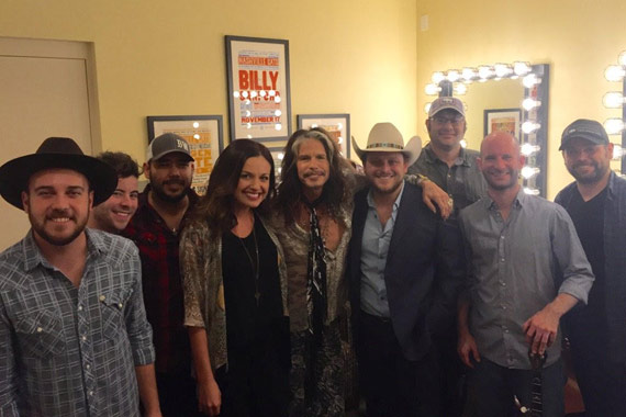 Pictured (L-R): Preston Wait, David Fralin, Edward Villanueva, Carly Pearce, Steven Tyler, Josh Abbott, James Hertless, Austin Davis, Caleb Keeter