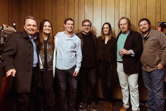 Photo (L-R): Jody Williams (BMI), Natalie Hemby, Andrew Cohen (Suit Music), Barry Dean, MaryAnn Keen (Ten Ten Music/Nettwerk Music), Luke Dick, Mason Hunter (BMI) 