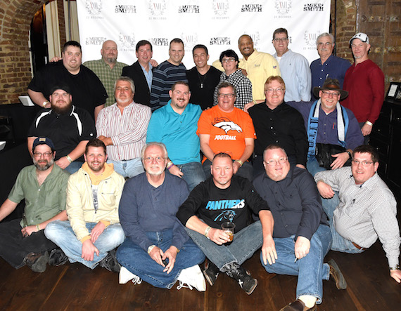 Pictured (L-R): GABE BUCH (WQPC), BUB MCCULLOUGH (WMCI), LEE RICHEY (WKPQ), RYAN MCCALL (WGLR), MIKE SMITH, MELISSA FROST (KRRV), FLETCH BROWN (WXFL), STAN SOBOLESKI (WFRY), TOM DUKE (KQUS), JARRETT JACKSON (KCJC). Seated, (L-R): DREW KIRBY (KBKB), COLE YOUNGER (WOKA), DEREK BECK (KRGI), DR. DAVE (KDKD), MIKE THOMAS (KFAV), BILL BOOTH (WKDZ). Floor (L-R: MICHAEL RHEA (WATZ), JOSH GASS (WOOZ), STEVE FERGUSON (WTHO), GEORGE DAVIS (KBXB), GATOR GLASS (WLVK), LYNN RUTLEDGE (WMEV). Photo: Rick Diamond / Getty Images 