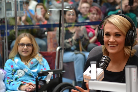 While on tour in Pennsylvania this week, Carrie Underwood visited the Childrens Hospital of Philadelphia with the Ryan Seacrest Foundation where she was interviewed by and met patients at the Foundations Seacrest Studios. 