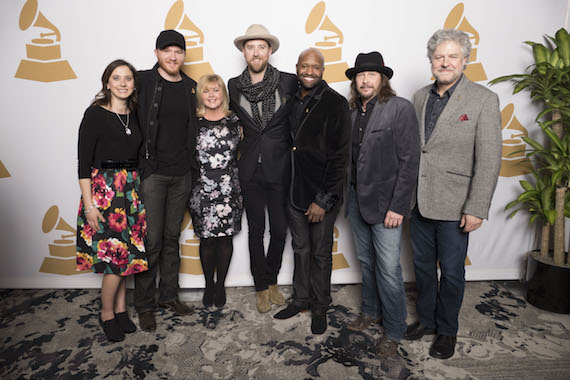 Pictured (L-R): Recording Academy Nashville Chapter Executive Director, Alicia Warwick; GRAMMY nominee Eric Paslay; The Recording Academy South Regional Director, Susan Stewart; GRAMMY nominee Charles Kelley; Recording Academy Nashville Chapter President, Shannon Sanders; Recording Academy Board of Trustees Chair Emeritus, George J. Flanigen IV; and Recording Academy Nashville Chapter Trustee, Daniel Hill. 