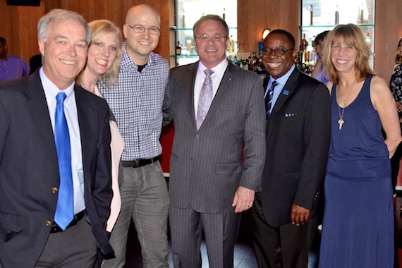 Pictured (L-R): Ken Paulson, dean of the College of Media and Entertainment; Beverly Keel, chair of the Recording Industry department; Laird; alumnus Pete Fisher, general manager of the Grand Ole Opry; MTSU President Sidney A. McPhee; and Erika Wollam Nichols, general manager of The Bluebird Caf. Photo: Andrew Oppmann