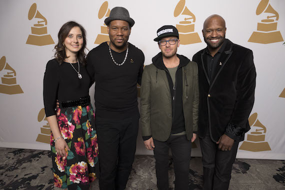 Pictured (L-R): Recording Academy Nashville Chapter Executive Director, Alicia Warwick; GRAMMY nominee Mr. Talkbox; GRAMMY nominee TobyMac and Recording Academy Nashville Chapter President, Shannon Sanders. 