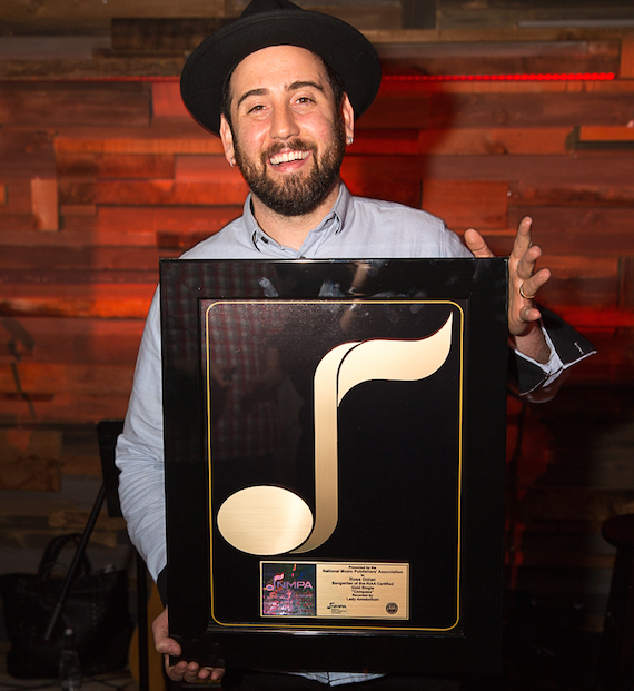 Ross Golan with his NMPA honor for penning "Compass," recorded by Lady Antebellum.