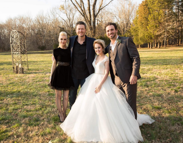 Pictured (L-R): Gwen Stefani, Blake Shelton, RaeLynn, Josh Davis. Photo: RaeLynn/Instagram.