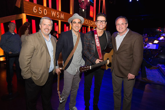 Pictured (L-R): Gordon Kerr, CEO, Black River Entertainment; Producer Eddie, Bobby Bones; Pete Fisher, VP, Grand Ole Opry. 