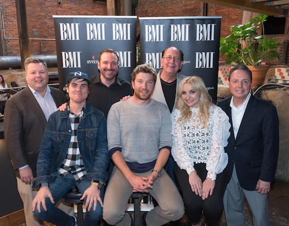 Pictured, Back Row: (L-R) BMIs Bradley Collins, Sony ATVs Josh Van Valkenburg and Atlantic Nashvilles John Esposito. (Front Row, L-R): BMI songwriters Ross Copperman, Brett Eldredge and Heather Morgan with BMIs Jody Williams. 