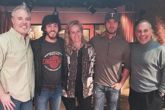 Pictured (L-R): Americas Morning Show's Blair Garner, Warner Nashvilles Chris Janson, Kelly Ford, Chuck Wicks and NASH Director of Programming John Shomby.