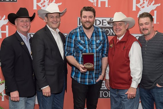 Pictured (L-R): Dan Cheney, Vice President & COO Houston Livestock Show & Rodeo;  Joel Cowley, President & CEO Houston Livestock Show & Rodeo; Chris Young, Jack Lyons, Chairman of the Board Houston Livestock Show & Rodeo; Rob Beckham, WME