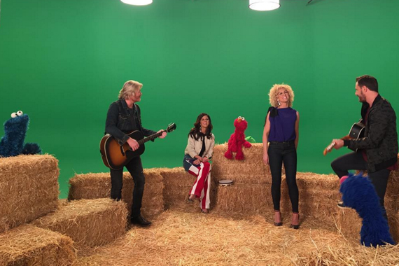 Little Big Town with Cookie Monster, Elmo and Grover. Photo: instagram.com/sesamestreet